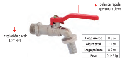 LLAVE NARIZ ESFERA P/MANGUERA 1/2