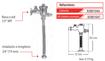 FLUXOMETRO P/MINGITORIO BOTON 4401