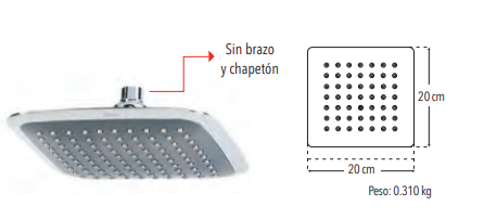 REGADERA DE PLATO 8'' CUADRADA 4531BL