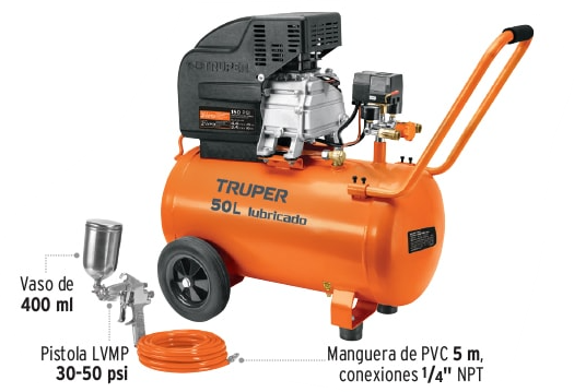 KIT COMPRESOR 50 LTS, MANGUERA PVC