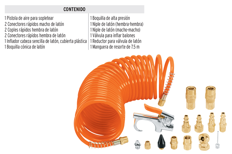 JUEGO ACCESORIOS NEUMATICOS 15 PZS