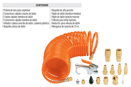 JUEGO ACCESORIOS NEUMATICOS 15 PZS