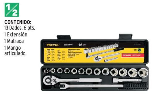 JUEGO DADOS STD 1/2 JDX17MM-P