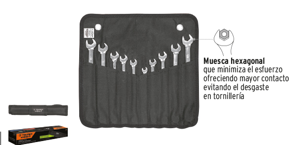 JUEGO LLAVE COMBINADA 10 PZ JC-10PM