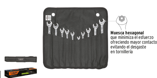 JUEGO LLAVE COMBINADA 10 PZ JC-10PM