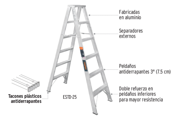 ESCALERA TIJERA DOBLE 6 ESCALONES