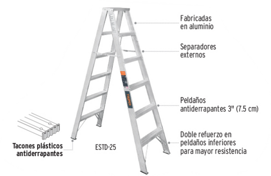 ESCALERA TIJERA DOBLE 6 ESCALONES