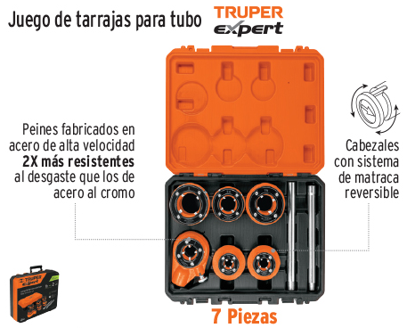 JUEGO 7 TARRAJAS PARA TUBO