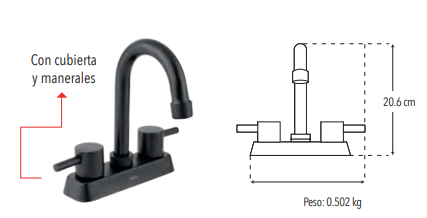 MEZCLADORA PARA LAVABO NEGRO