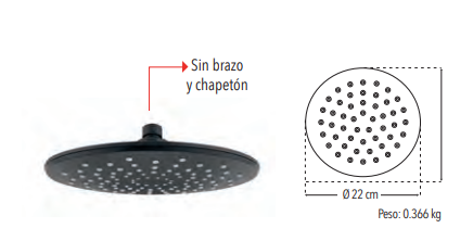 REGADERA DE PLATO 9'' REDONDA NEGRO 4541RTS.2