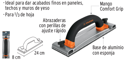 LIJADORA MANUAL BASE ALUMINIO 8 X 24 POLI-9