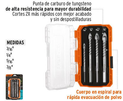 JUEGO BROCA 4 PZ PARA VIDRIO-AZULEJO