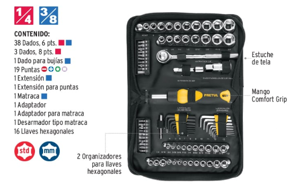 JUEGO DE 83 HERRAMIENTAS 1/4-3/8 SET-85